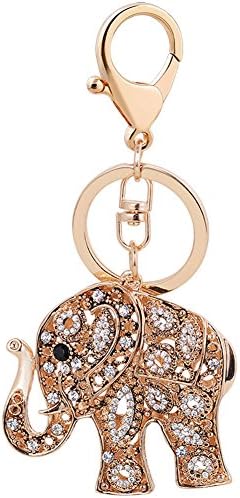 Elephant Keychain,Creative Animal Keychains Lucky Opal Rhinestone Womens Girls Car Pendant Keyring Purse Charm