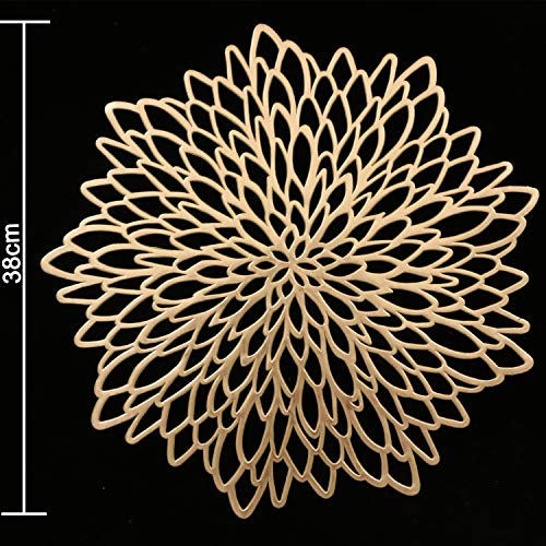 Placemats Set of 6 for Dining Table Round Place Mats Laminated Vinyl Sun Flower Table