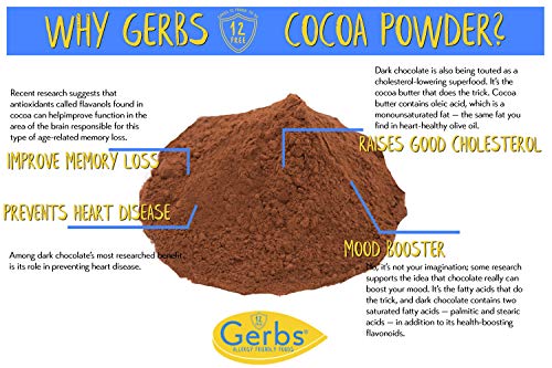 Dutch Cocoa Powder, 1 LB - Top 14 Food Allergen Free & NON GMO by Gerbs - Product of Canada – Packaged in USA