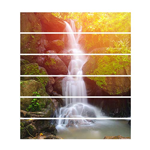 xxiaoTHAWxe 6Pcs 3D Waterproof DIY Forest Waterfall Stairs Staircase Stickers Home Decor - Multicolor