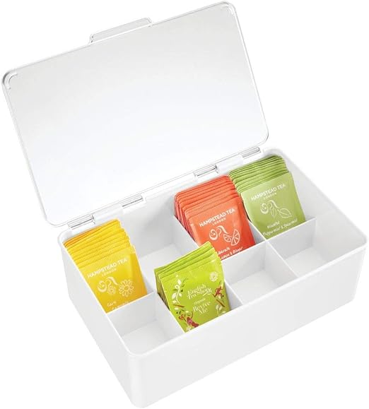 Amazon Com Mdesign Stackable Plastic Tea Bag Holder Storage Bin