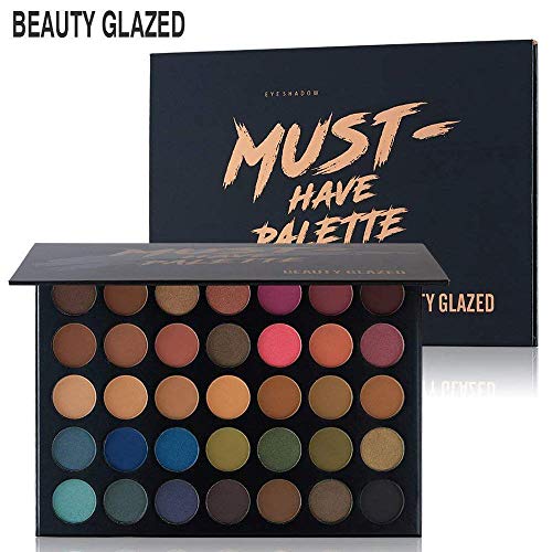 Beauty Glazed Make Up Eyeshadow Palette 35 Colors Blendable Chunky Pigmented Matte and Shimmer Pop Colors Eye Shadow Powder Waterproof Eye Shadow Palette Cosmetics