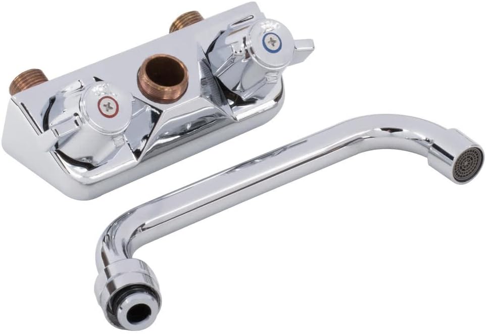 Wall Mount Bar Sink Faucet with 4" Centers and 6" Swing Spout - - 