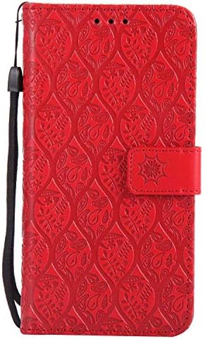 The Grafu Leather Case for Samsung Galaxy J7 Prime, Flip Wallet Cover [Magnetic Closure] [Card Holders] [Stand Feature], Notebook Cover Full Body Protective Case, Red