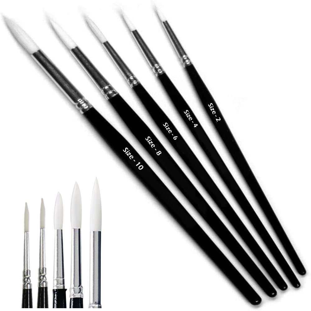 3 Ace Crafts (Sizes 2,4,6,8,10) Detail Professional Fine Sable Synthetic Watercolour brush (5 Brushes)Round Pointed Hair Fine paint detail Brushes, Art Painting, Acrylic, Model, Miniatures, Oil Micro