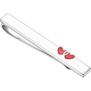 Asienice Silver Tie Clips For Men Unique Heart Shaped Fancy Tie Clip For Wedding Business Tie Accessories For Men