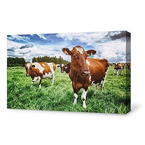 Canvas Wall Art for Living Room,Bedroom Home Artwork Paintings Cow Ready to Hang - 12x18 inches