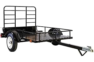 DK2 4 ft. x 6 ft. Single Axle Black UV Powder Coated Open Rail Utility Trailer