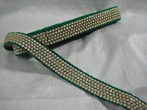 9mtr broder trim Golden thread cutwork lace, 3 row stone rani pink velvet border