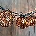 Pansdore Christmas Lights 10 Bulbs Brown Rattan Ball String Lights Warm White for Party Patio Garden Outdoor Indoor Decoration, Green Wire