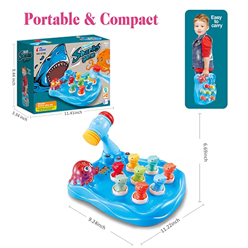 Interactive Whack A Dinosaur Game, Hammer Toy with LightUp Musical & Hammer for Toddlers, Boys