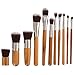 Angeltyr Makeup Brushes Set - Premium Synthetic Kabuki Cosmetics Foundation Blending Blush Eye Shadow Powder Brush Makeup Brush Kit and Brush Egg (11+1pcs,Brown&Silver)