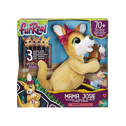Hasbro Josie, das Känguru, interaktives Plüschspielzeug, 70+ Geräusche und Reaktionen, ab 4 Jahren, E6724, Gelb – Bild 2
