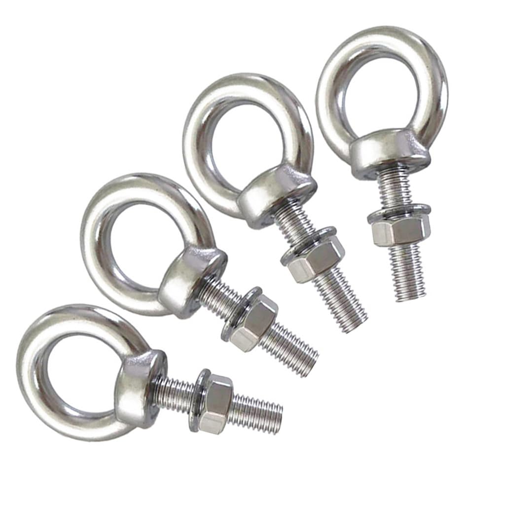 AIVOOF Shoulder Eye Bolt, 4 Pack M8 Stainless Steel Eye Bolts1.2" Heavy Duty EyeBolts Screws in Eye Hooks with Washer and Nuts Ring Eyebolt Thread Length 30mm