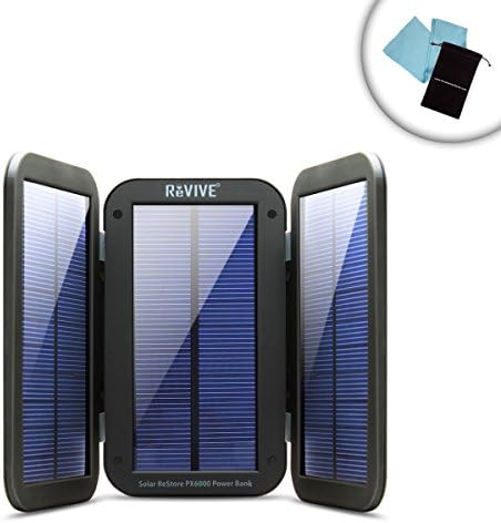 ReVIVE ReStore PX6000 Multipurpose Solar Charger Power Bank with 6000mAh , Folding Design & Built-In Kickstand - Perfect for a day of Fishing - Includes Bonus Cleaning Cloth and Accessory Bag