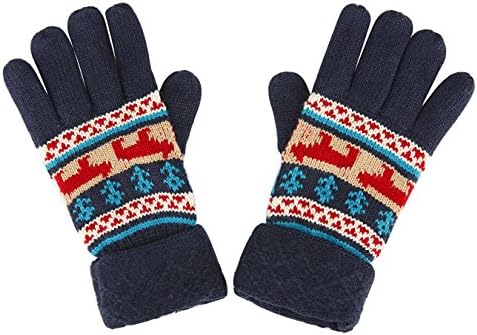 Outdoor Women's Warm Knit Winter Gloves Christmas Gift Pattern,Black,One Size