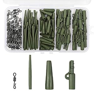 Hxc Ensemble D’accessoires De Pêche Carf De Style Européen Avec Clip Anti-enchevêtrement, Manchon En Caoutchouc, Kit Pivotant à Changement Rapide Avec Boîte En Plastique, Lot De 120 Pièces