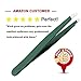 Sunmore Slant Tweezers,Precision Eyebrow Stainless Steel Slant Tip Tweezer Hollowed (Green)