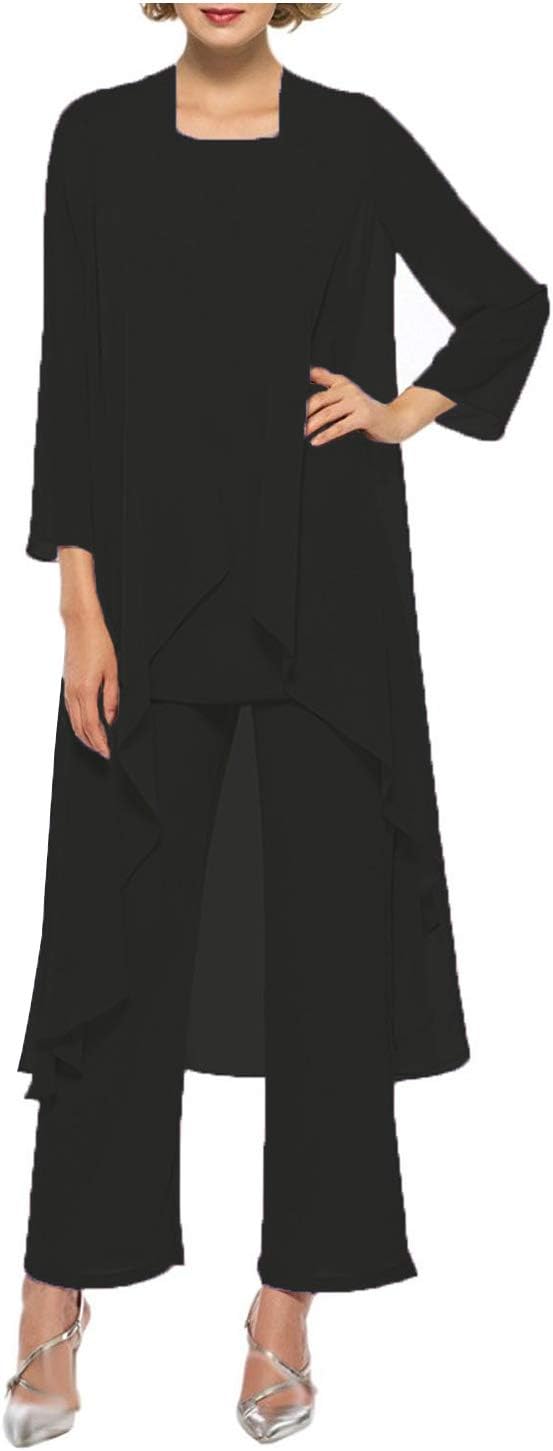 YSMO Women's Mother Of The Bride 3 Pieces Long Jacket Dress Party