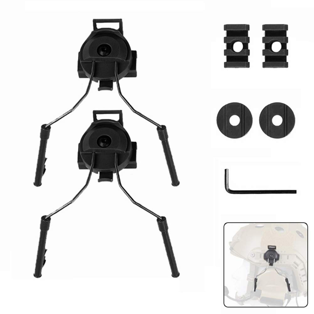 Tactical Helmet Rail Suspension, Peltor Comtac I/II ARC Adapter/Headphones Bracket, Hunting Earmuffs Left Right Side Attachments