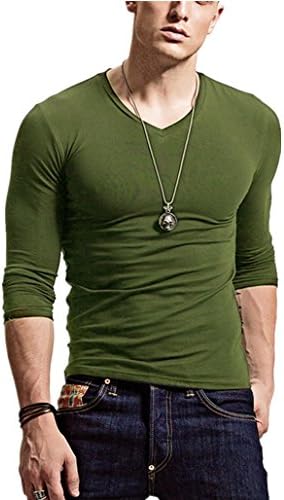 JoJo Home Men's Casual Basic Fashion T Shirt, Athletic Shirt Short Sleeve V Neck O Neck Tee (XXL, Green（V）)