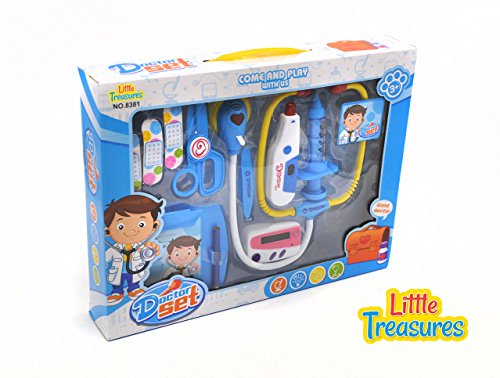 Doctor Set - a medical toy set for kids who are 3 plus, play parts include; electronic stethoscope, thermometer and pager, bandages, syringe, scissors and tweezers and medical writing board with ID