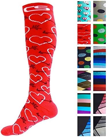 Compression Socks for Men &amp; Women - BEST Graduated Athletic Fit for Running, Nurses, Shin Splints, Flight Travel, Maternity Pregnancy - Boost Stamina, Circulation &amp; Recovery (Cool Cupid, L/XL)
