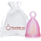 Peachlife Mini Ring Menstrual Cup with Loop Stem Pull | Reusable Silicone Feminine Care | Small, Soft Peachcup