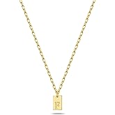Gold Initial Necklaces for Women 14K Gold Plated Letter Necklace Dainty Personalized Initial Tag Pendant Necklace Trendy Jewelry F