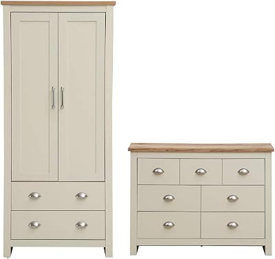TAD Timber Art Design UK Lisbon 2 Piece Bedroom Set Cream Oak Top