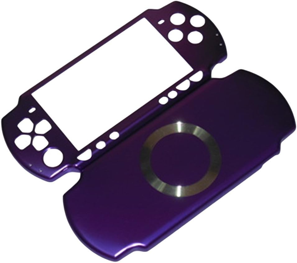 XFUNY Case for PSP 3000, Aluminum Hard Protective Case Cover Shell Guard Protector Faceplate Decal Mod for Sony PSP 3000 Console - Golden (Purple)