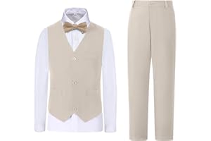Boihedy Boys Suit Kids Formal Wedding Tuxedo Dress Suits for Teen Boys Vest and Pants Set