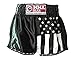 World MMA Gear Black Muay Thai Shorts Handmade Retro Design Thai Boxing Shorts for Men with US Flag Decoration