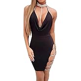 Open Back Sexy Lingerie Dress, Exotic Uniform, Cutout Halter Nighties, V Chemise Sleepwear