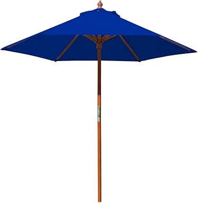 Amazon Com Best 7 Feet Brolliz Round Wood Market Umbrella Outdoor Garden Patio Umbrella Blue Clothing
