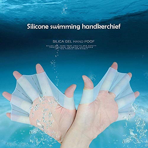 Suntrade 2Pairs Silicone Swimming Flippers Hand Swim Webbed Training Size S/M/L Fins Paddle Dive surf (Blue, M)