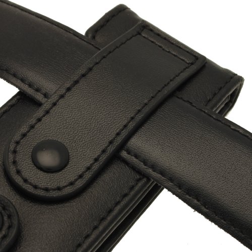 iGadgitz Black Genuine Leather Flip Case Cover for Sony Walkman NWZ-E473 NWZ-E474 NWZ-E574 NWZ-E575 E Series Video MP3 Player 4gb 8gb 16gb (NWZ-E474B, NWZ-E574B, NWZ-E575B, NWZ-E473K)