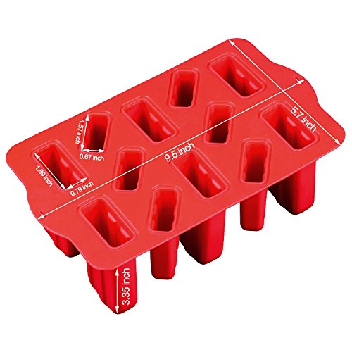 Clearance Sale - Silicone Popsicle Molds Set, 12-Cavity Homemade Ice Pops for Kids, 50 Pcs Wooden Sticks, Nonstick & BPA Free, Red