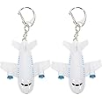 WOFASHPURET 2pcs Airplane Keychain, Airplane Led Light up Keychains with Sound, Cute Multi-Purpose Key Ring for Kids, Backpack, Mobile Phone, Wallet Decoration, 3.93 * 2.16 * 0.78inch