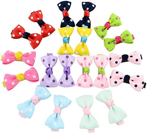 Lasasa Baby Girl Boutique Small Hair Bows Alligator Clip For Infants Teens Kids Pigtails Barrettes (10 Pairs-20pcs-7)
