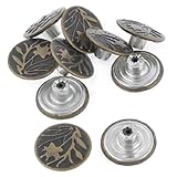 Leaf Pattern Metallic Jeans Tack Buttons Rivet 10 Pcs Bronze Tone
