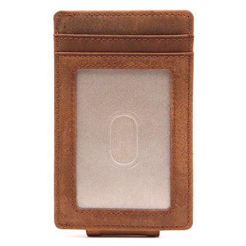 Money Clip, Front Pocket Wallet, Leather RFID Blocking Strong Magnet thin Wallet (one size, Upgrated Version Black Wallet)