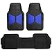 FH Group Car Floor Mats Climaproof™ Heavy Duty Rubber Floor Mats for Sedan, SUV,Truck Floor Mats, Universal Fit Automotive Floor Mats Trimmable Full Blue Set, Combo Small Car Seat Cover Design