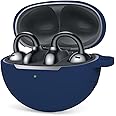 WUWOCJ Soft Silicone Protective Cover Compatible with Huawei FreeClip, Protective Skin Case with Carabiner (Navy)