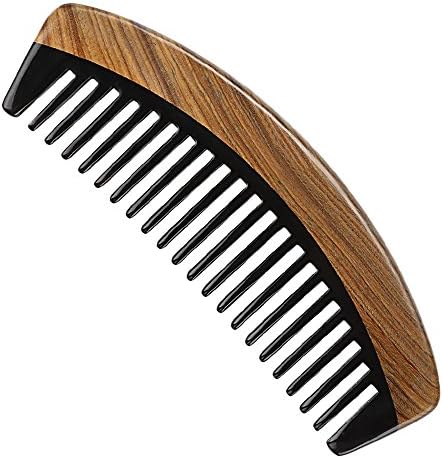 Xyhd Hair Comb No Static Natural Wooden Detangling Comb Wide Tooth Sandalwood Horn Comb