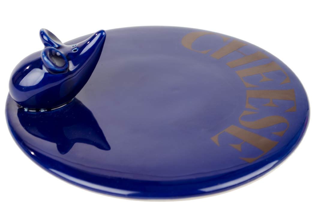 Mouse Classic Blue Handmade Ceramic Cheese Board (5cm x 20cm x 20cm