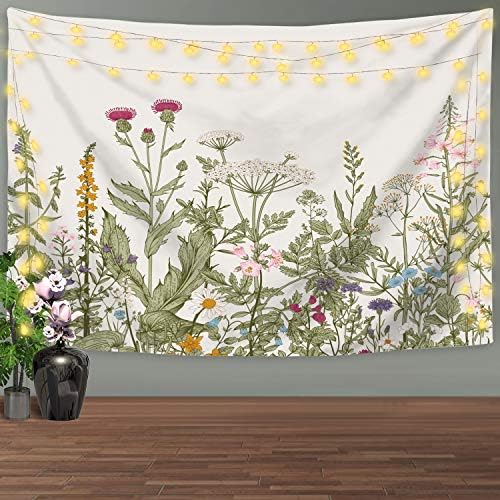 Wall tapestry - Trippy Mandala Tapestry,Sun and Moon Tapestry Psychedelic Wall Tapestry for Bedroom Wall Hanging Room Decor (Plants and flowers, 59" X 51")