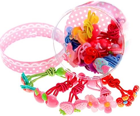 Ecome 50pcs 25pair Mix Cute Cartoon Color Hair Ties Rope Band For