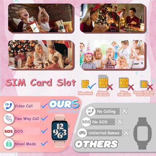 pmstuy 4G Smartwatch Children GPS Phone Watch Smartwatch Children WiFi Video Calling SOS Voice Chat Alarm Clock Games Waterproof Child Mobile Phone Gifts for Girl and Boy