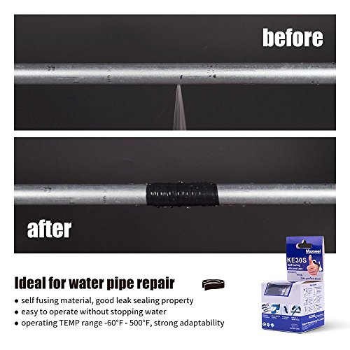 Silicone Self Fusing Tape - 1" 10' Removable Non Adhensive Leak Seal Self Fusing Silicone Rubber Tape for Garden Hose Repair,Pipe Repair,Rescue,Electrical Insulation(Pack of 1 Black + 1 Transparent) - Thumbnail 3